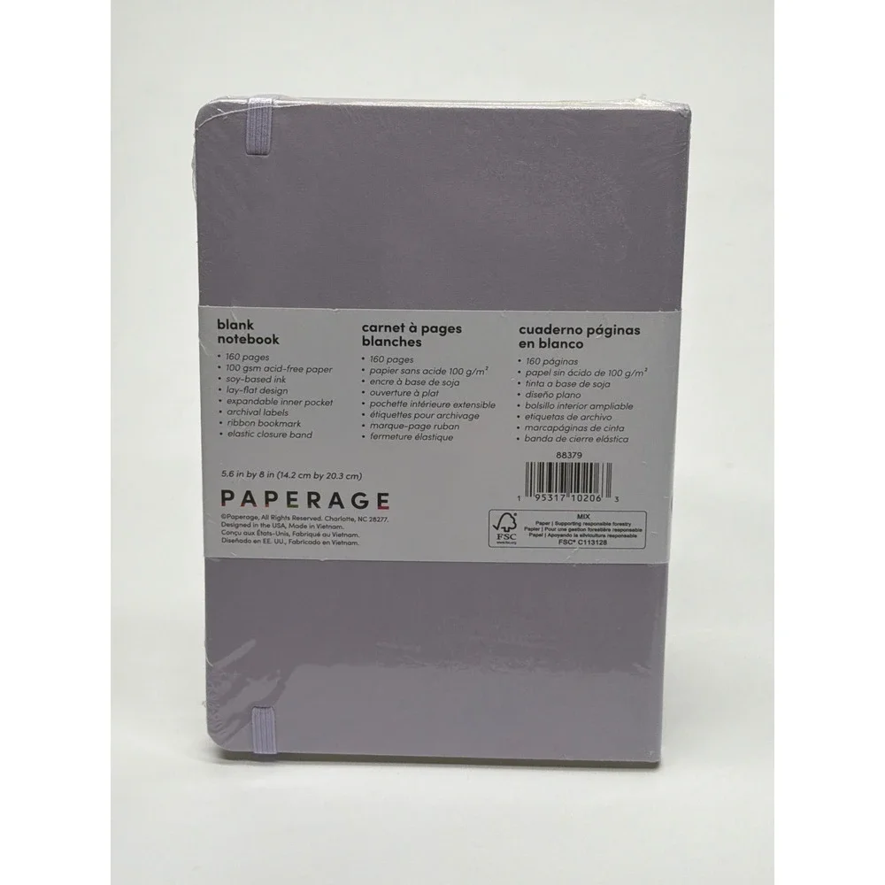 Paperage‎ Blank Notebook Lavender Purple Hardcover 160 Pages 5.6x8 100gsm 88379