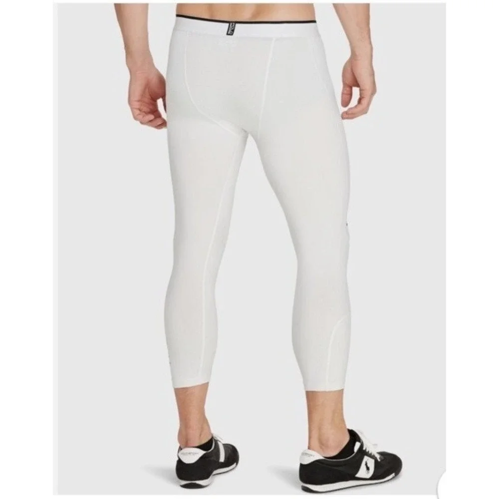 Polo Sport by‎ Ralph Lauren Men's 3/4 Compression Tights White-READ
