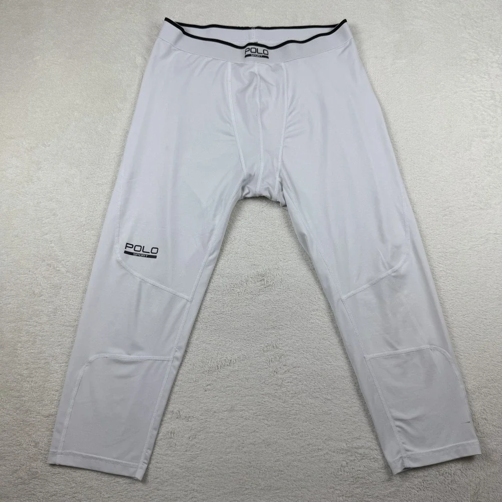 Polo Sport by‎ Ralph Lauren Men's 3/4 Compression Tights White-READ