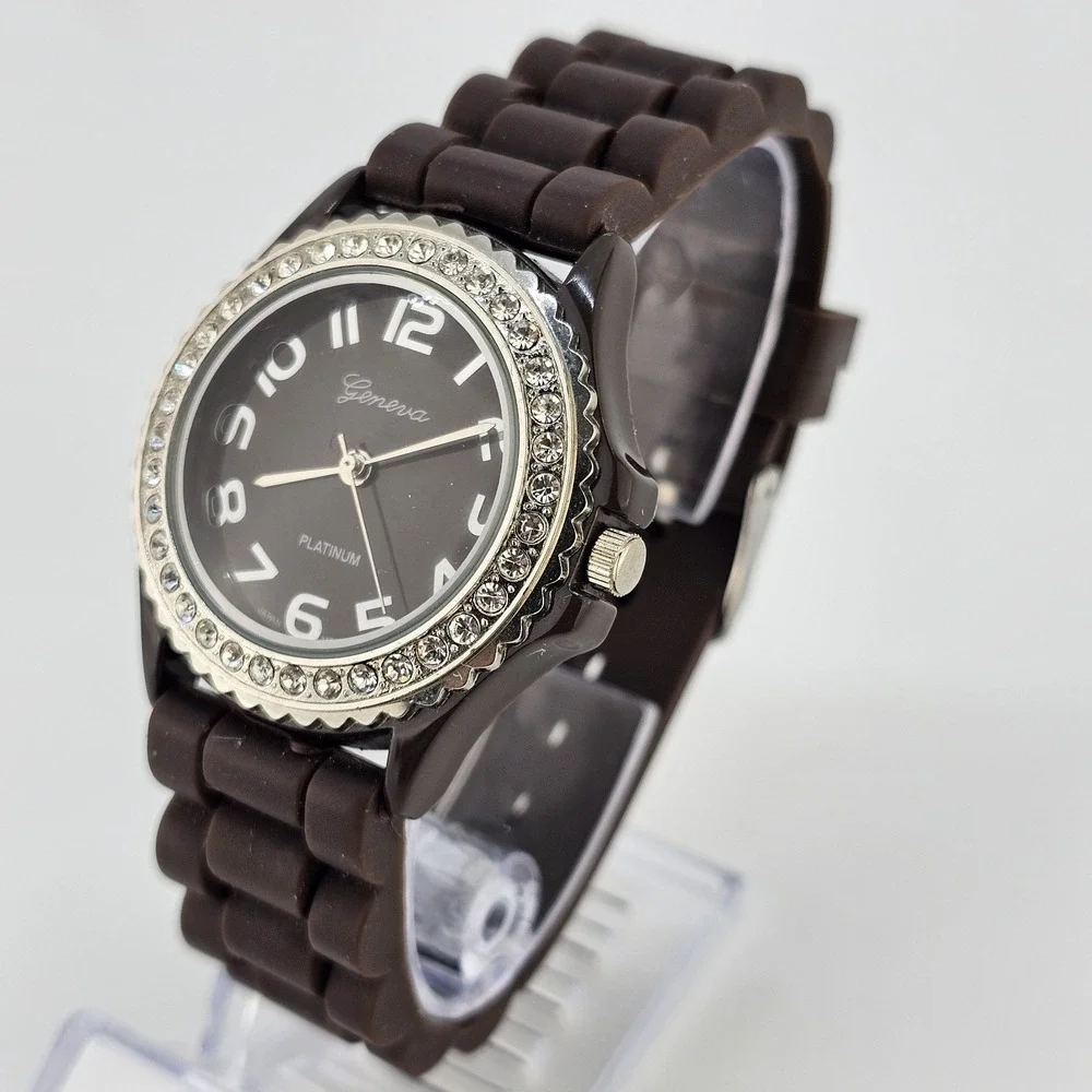 38MM Women's Watch Dark Brown‎ Dial Dark Brown Plastic Bands NEW Battery