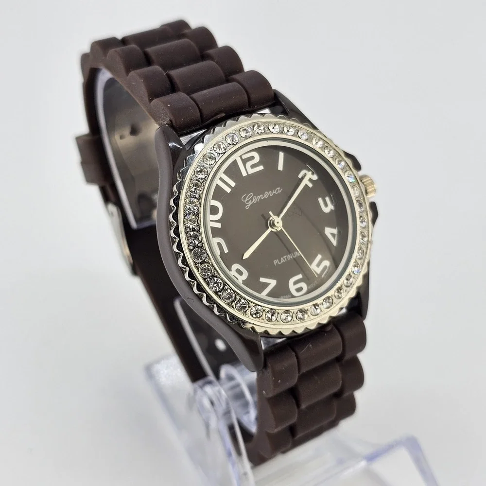 38MM Women's Watch Dark Brown‎ Dial Dark Brown Plastic Bands NEW Battery