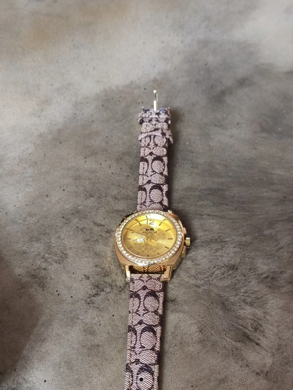 Women's Gold-Tone Dial Watch with Brown Signature Leather Strap