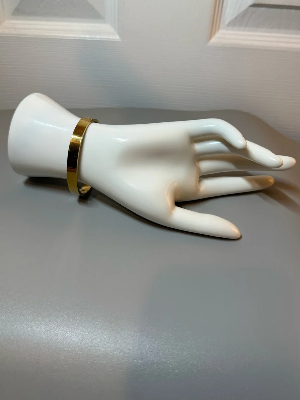 Orange Enamel Gold Tone Hinged Bangle Bracelet