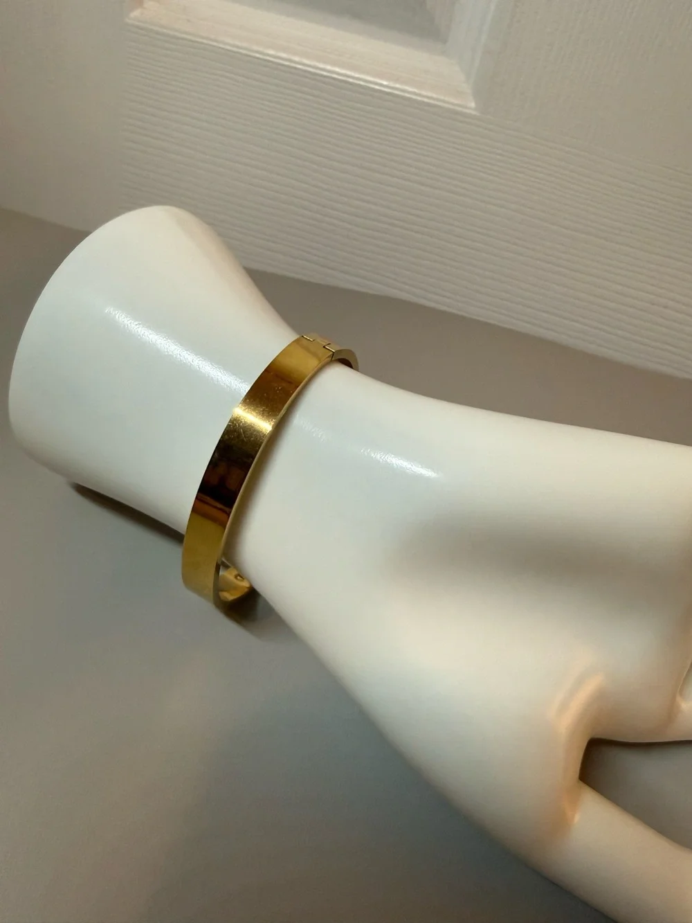 Orange Enamel Gold Tone Hinged Bangle Bracelet
