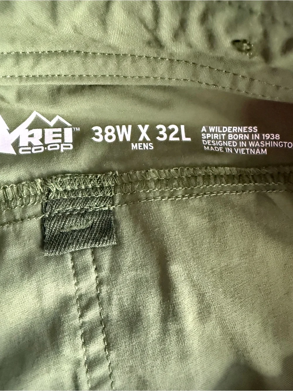 REI CO-OP Trailmade Pants Men’s 38 x 32 Green Hiking Outdoor Gorpcore Nature