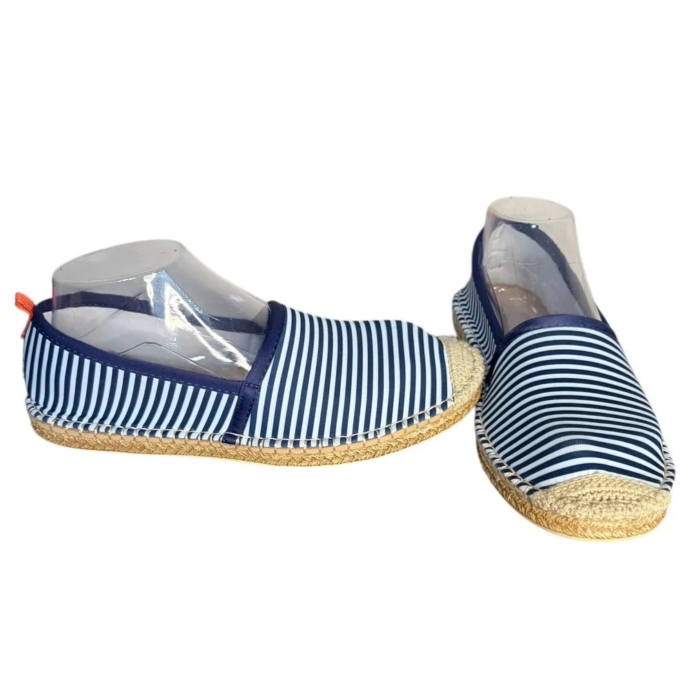 Sea‎ Star Beachwear Navy/White Striped Neoprene Espadrille Water Shoes Womens 9