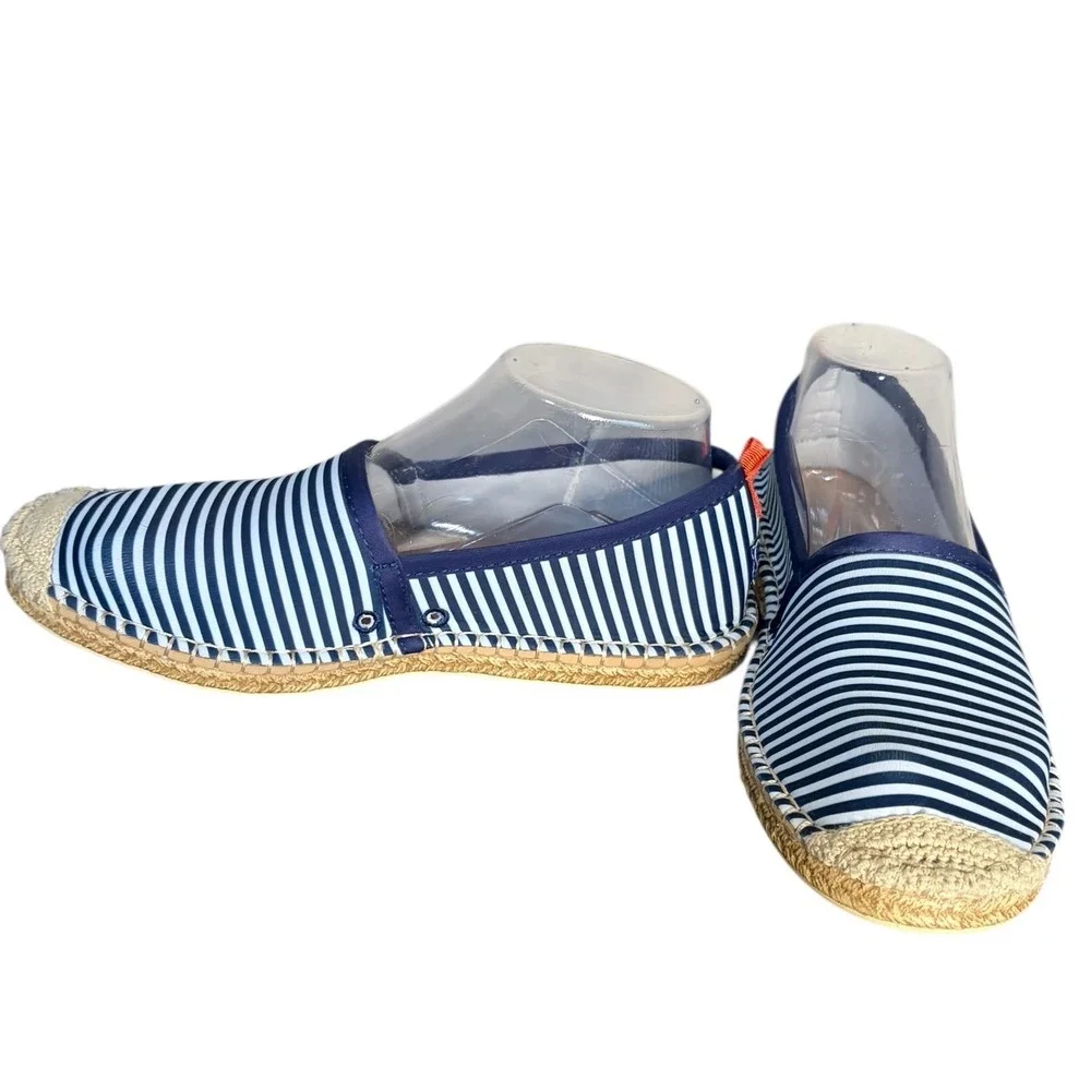 Sea‎ Star Beachwear Navy/White Striped Neoprene Espadrille Water Shoes Womens 9