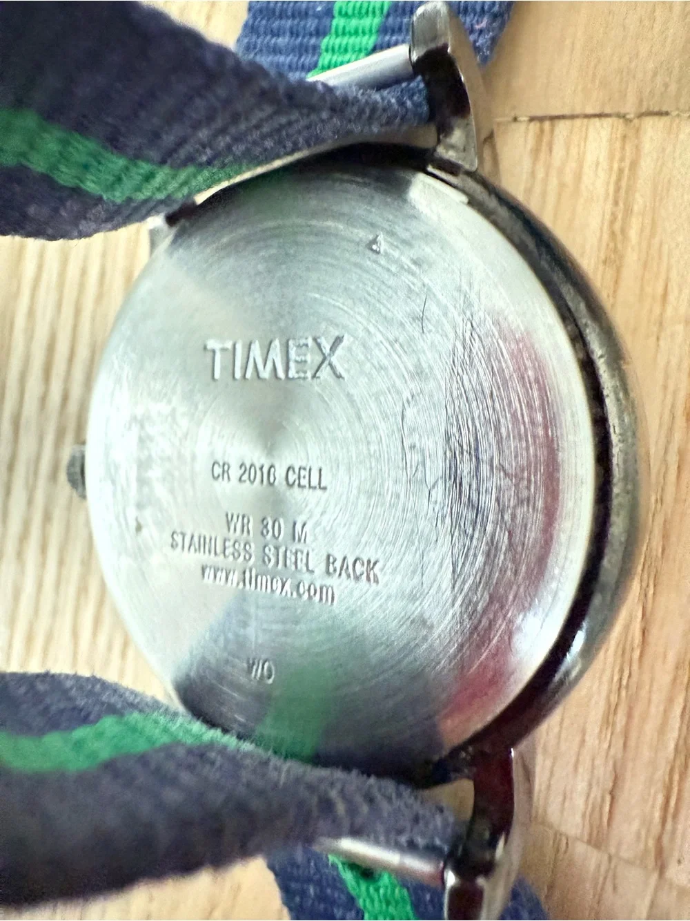 Timex weekender charcoal dial green navy blue stripe strap watch NEW BATTERY