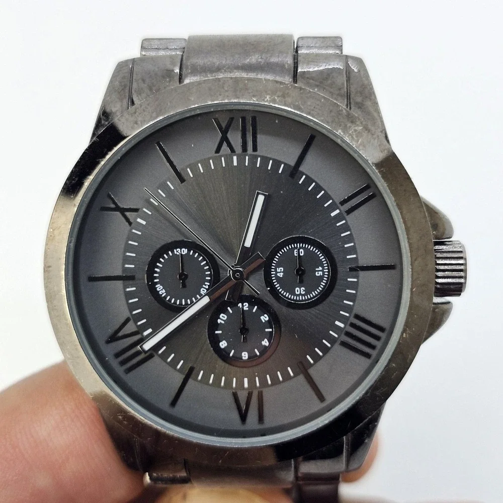 Men's Watch 40MM Dark Gray Case Dial Bracelet Bands 6.5
