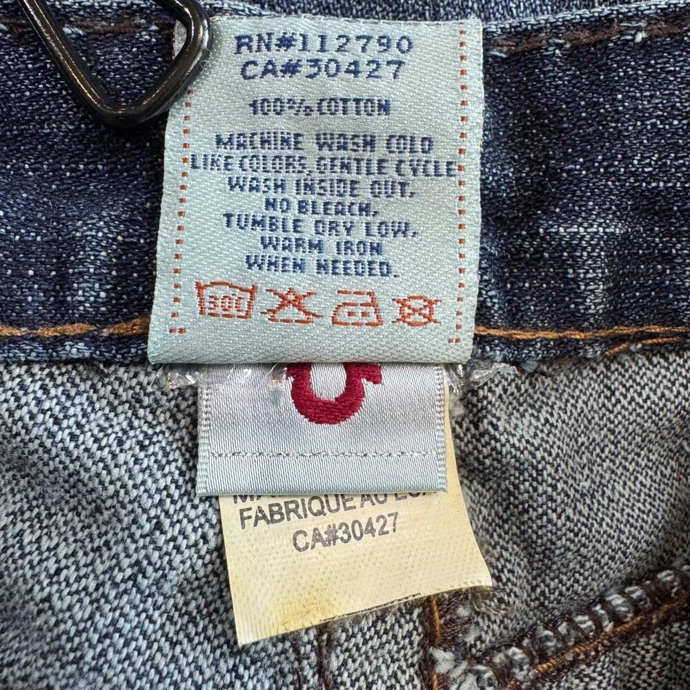 Vintage True Religion Baggy Denim Shorts size 38 Y2K Horseshoe pocket streetwear