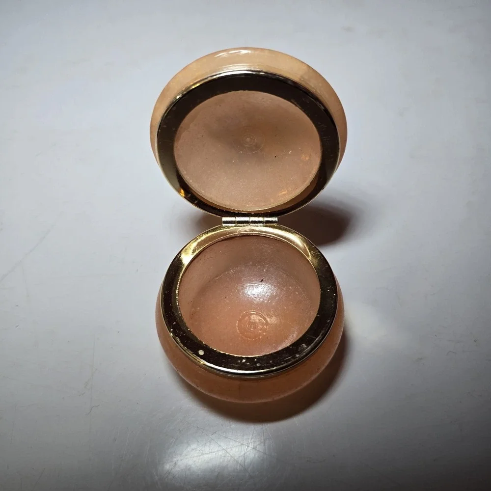 Alabaster Trinket Jewelry Box Carved Brown Marble‎ Floral Hinged Round Vintage
