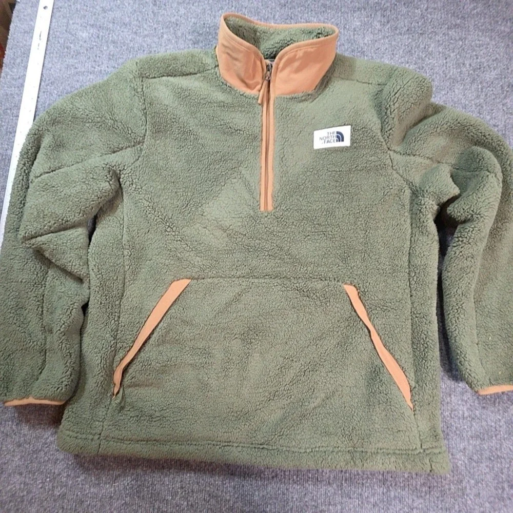 The North Face Jacket Mens XL Green Fleece 1/4 Zip Anorak Pullover Outdoor