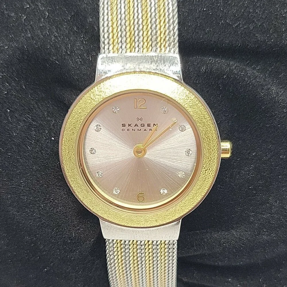 SKAGEN SKW2157 Women's Stainless Steel Analog Gold Dial Quartz Wrist Watch AM597