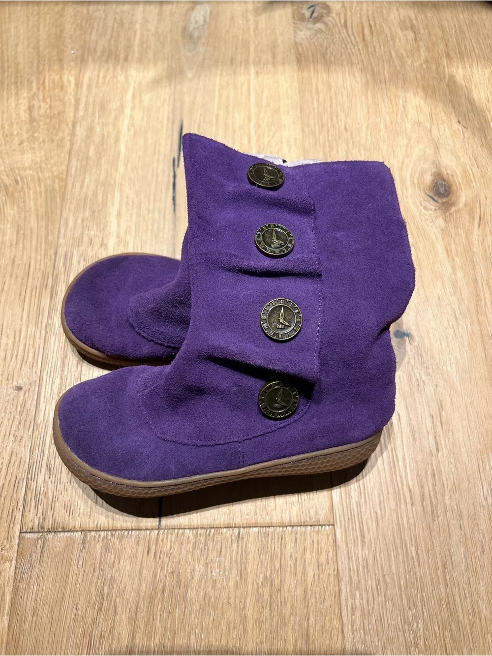 Livie and Luca Kids Gray and Purple Suede Booties, Size 12