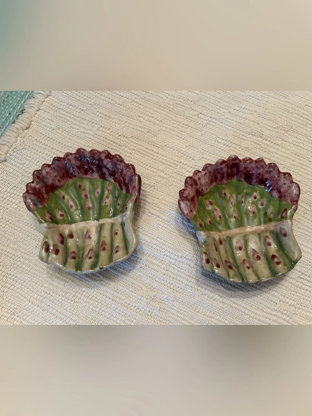 StyleEyes Asparagus Green&Purple Ceramic Decor 2Mini Dipping Bowls by Baum Bros.