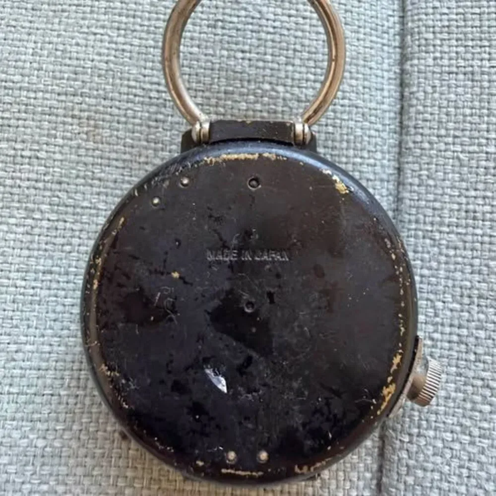 Vintage Japanese Lensatic / Prismatic Pocket Compass – Black Metal Casing