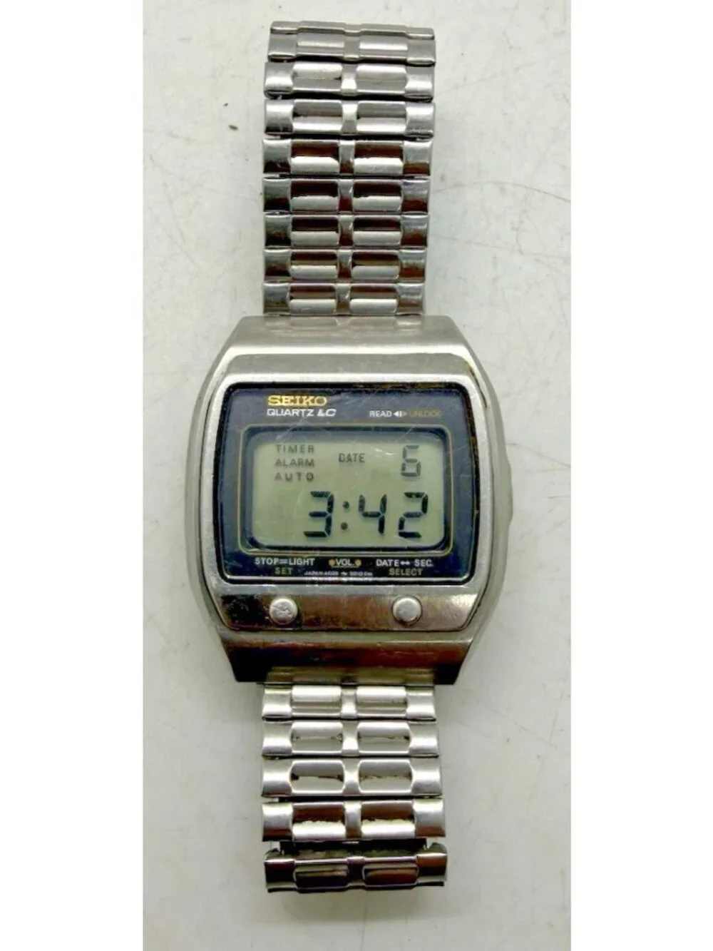 Vintage Seiko Quartz LC A039-5019 Men's Digital Watch Spiedel Bracelet Stainless