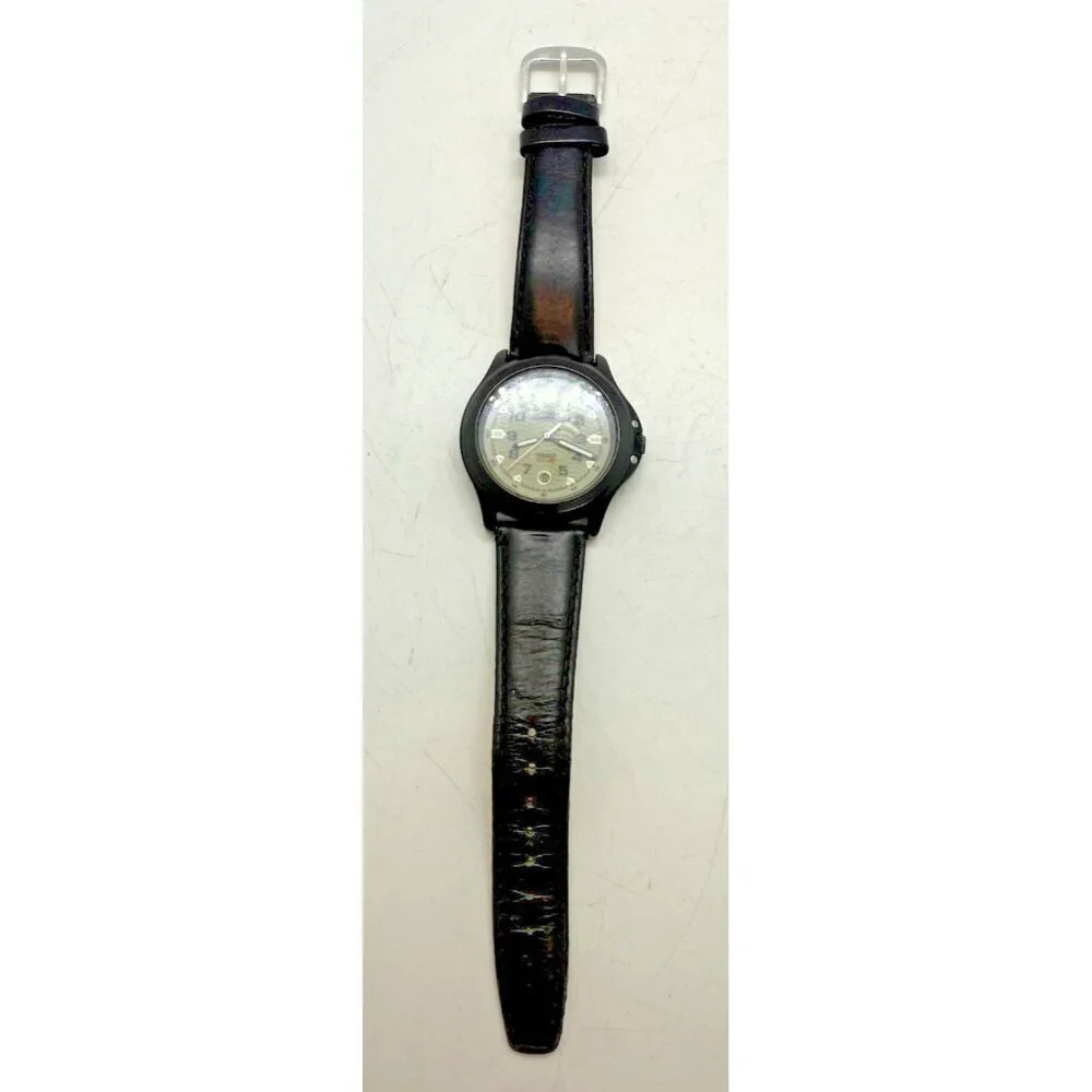Timex Expedition Indiglo Men's Field Metal Watch Date Black Leather Band T47012