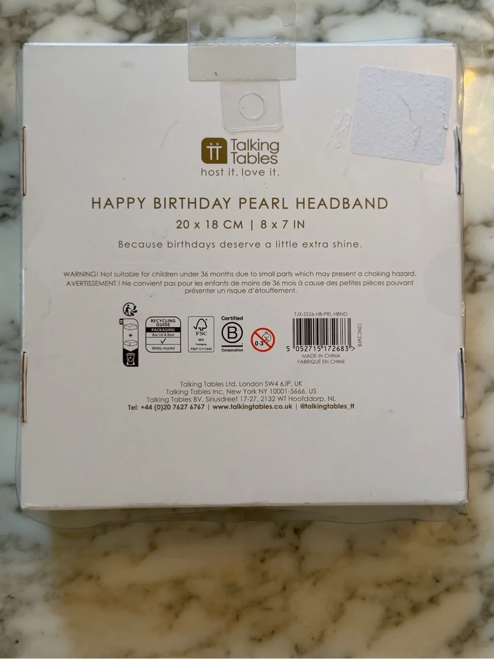 NWT Talking Tables Happy Birthday Pearl Headband Rhinestone Tiara Party Crown