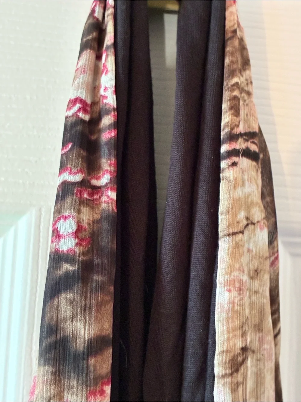 Apt. 9 Infinity Scarf Brown Floral Abstract Boho Burgundy Lightweight