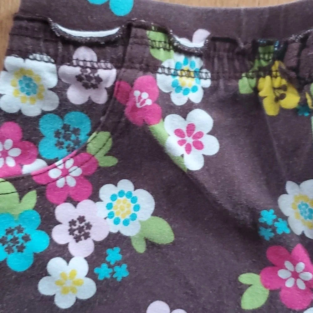 Girls 6X Mix & Match Dark Denim and Carters‎ Brown Floral Leggings 6X- 2 pack!