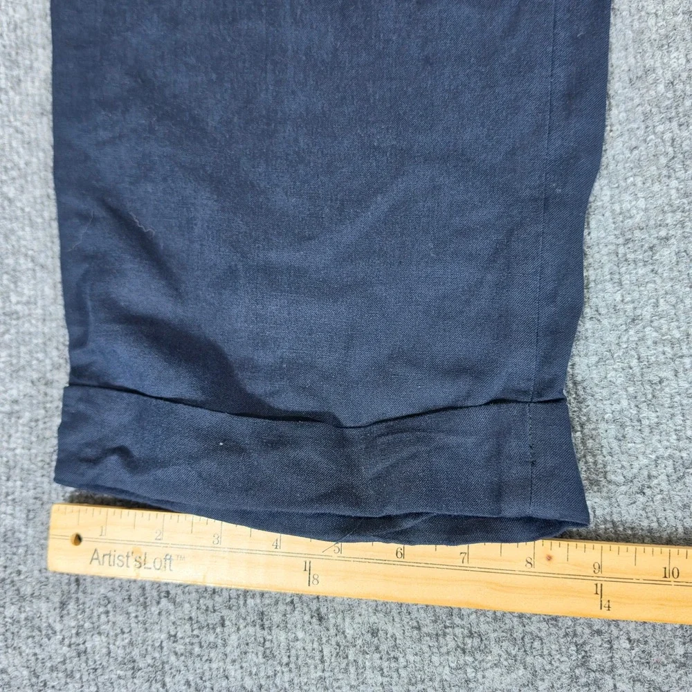Polo Ralph Lauren Classic Fit Navy Linen Silk Cotton Cuffed Pants Mens 40/32