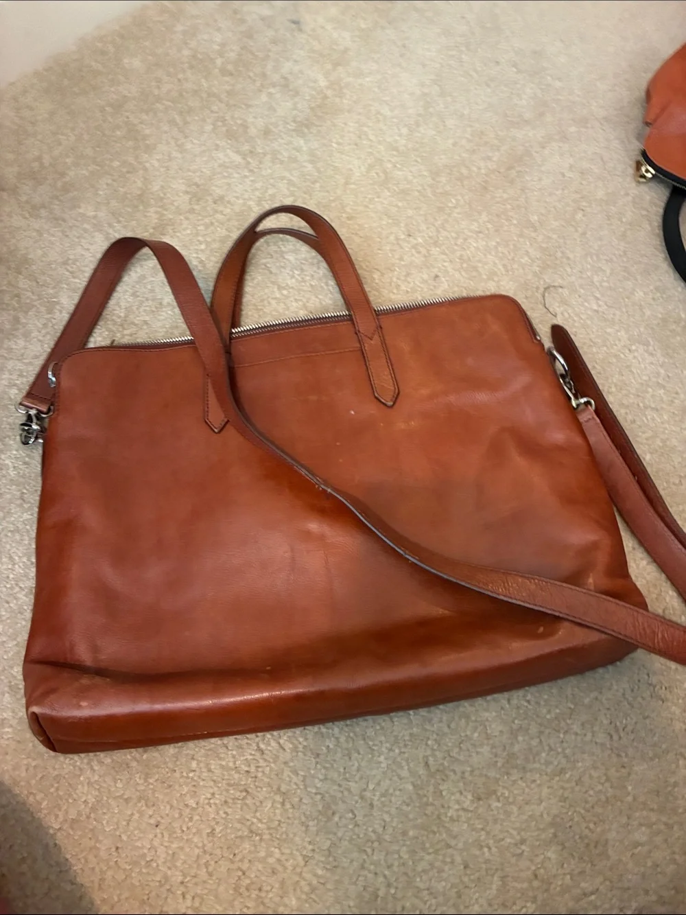 Fossil Cognac Leather Laptop Bag