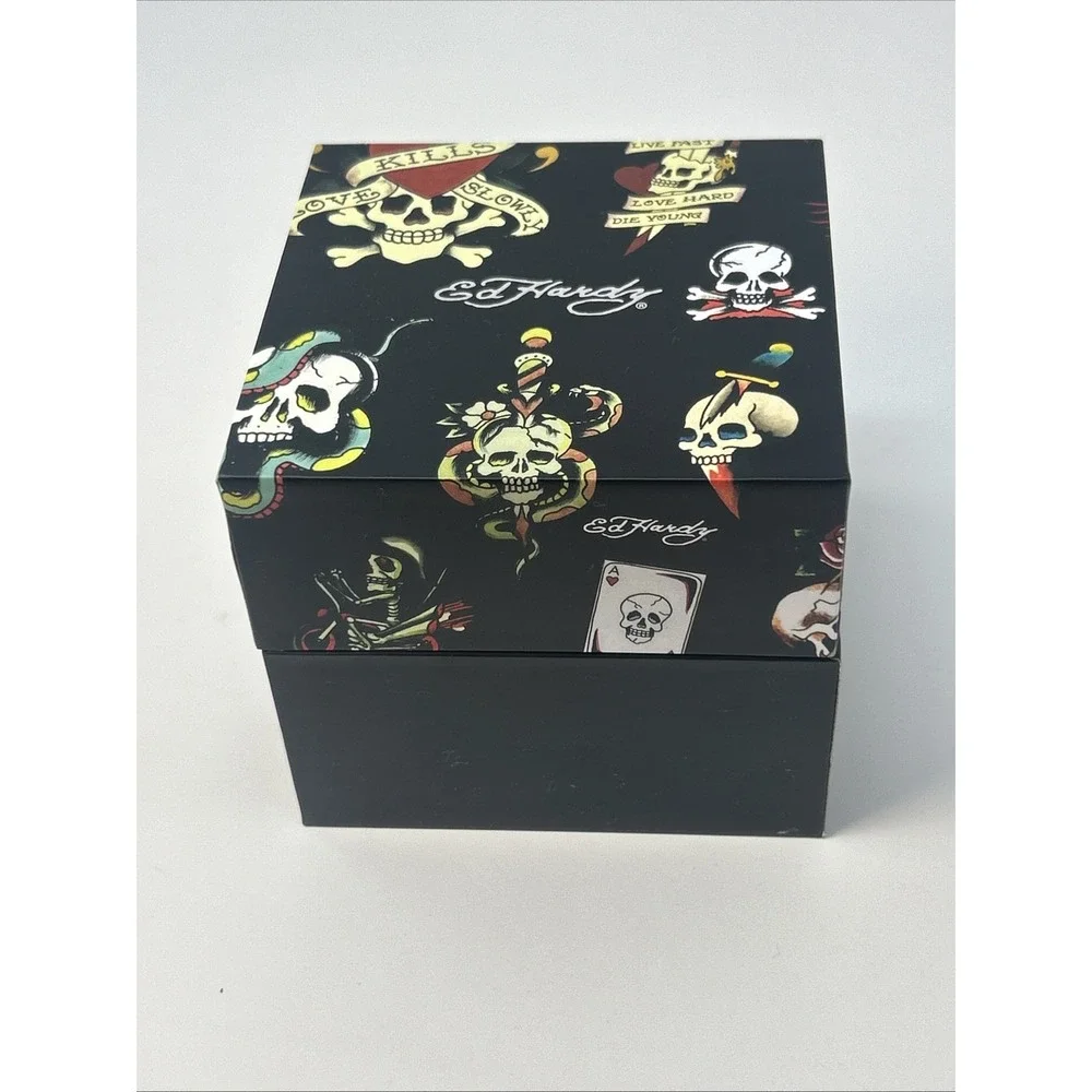 NIB Ed Hardy Men's Black Chronograph Watch W/ Rose Gold Details ($95 Retail)
