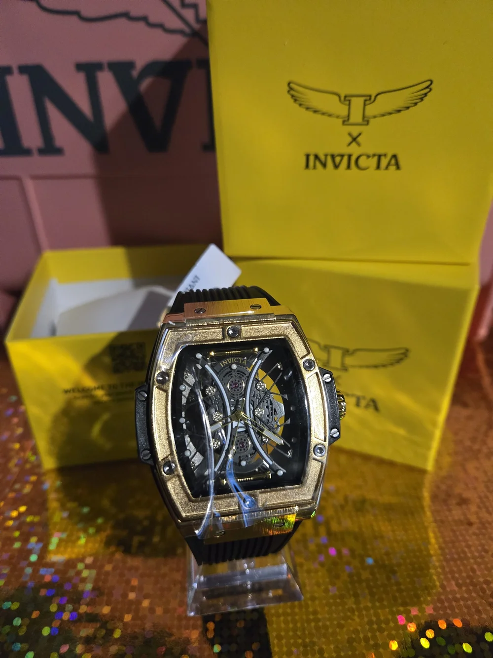 69845 Invicta S1 Rally Racing Mens Watch Skeleton Dial Black Band 50mm