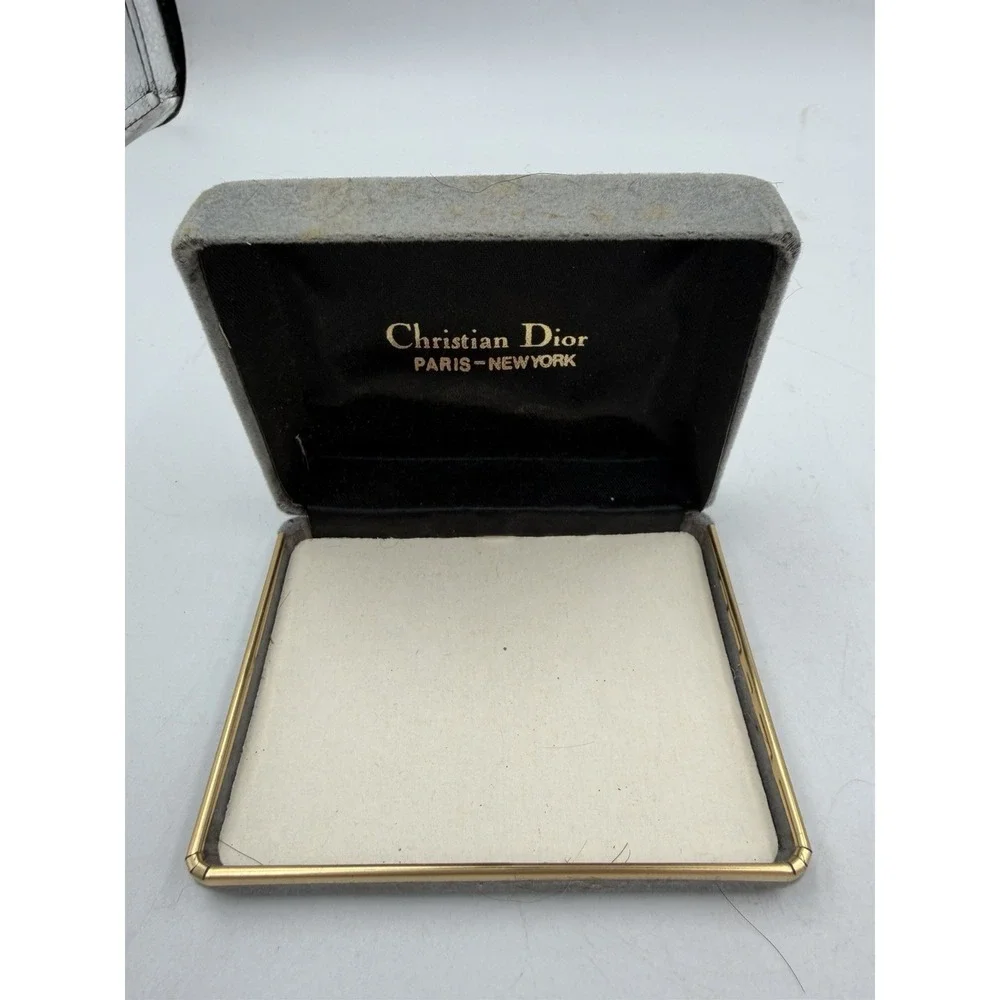 Vintage Christian Dior Gray Velvet Presentation Box W/Gold Trim 3.75