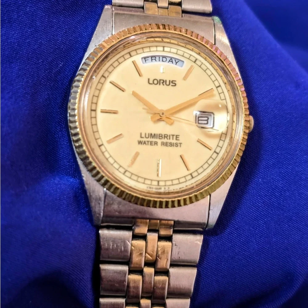 Lorus by Seiko Presideny Day Date Gold Tone Mens Watch