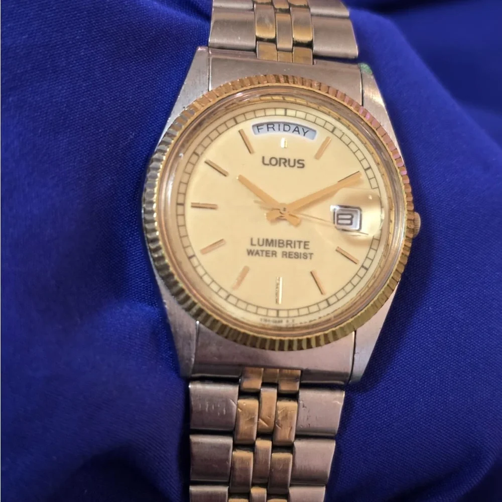 Lorus by Seiko Presideny Day Date Gold Tone Mens Watch