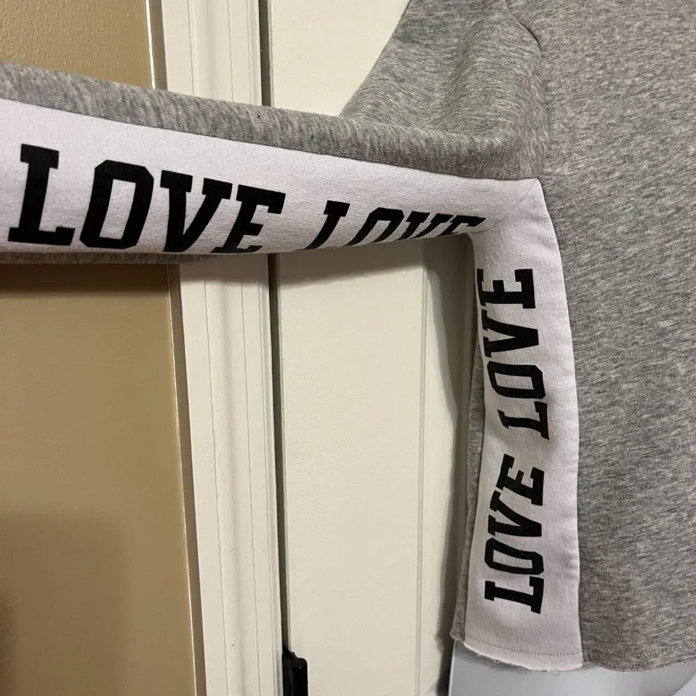 Justice cropped LOVE grey sweatshirt
