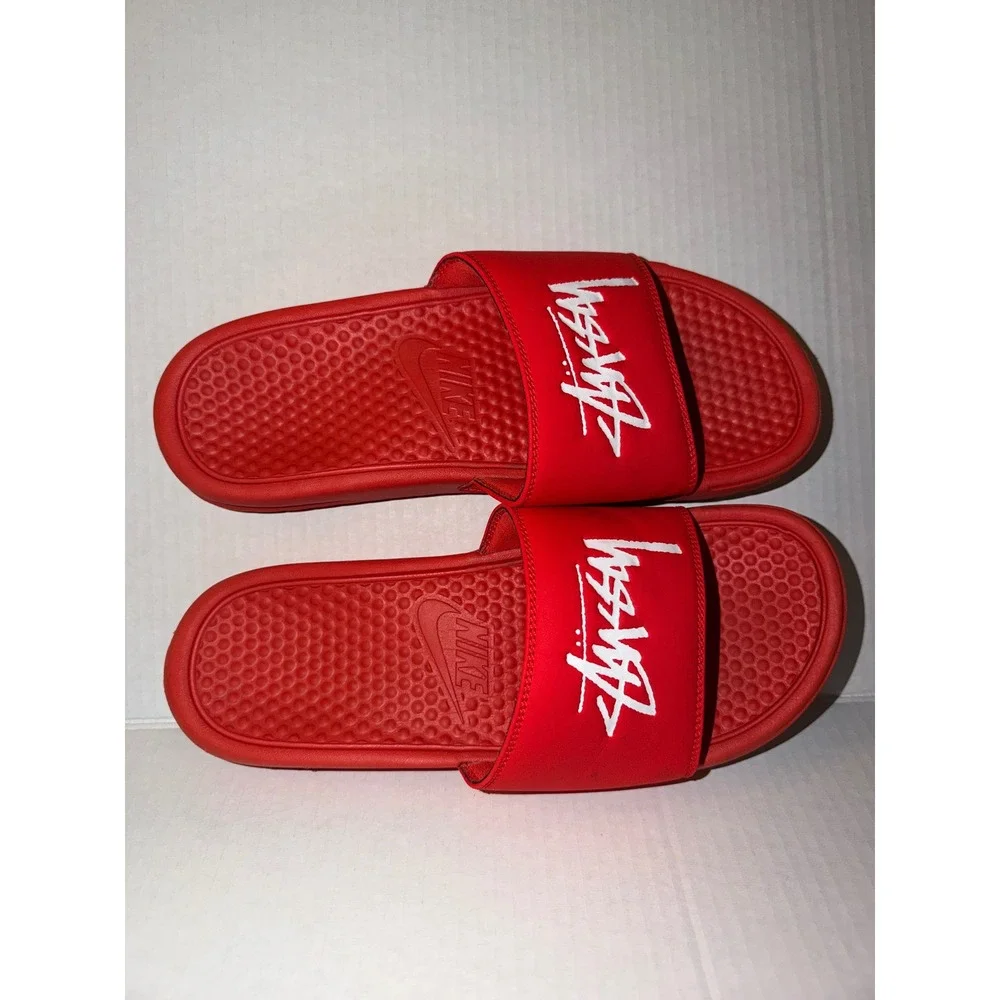 Men's Nike Stussy Red Slides Size 9