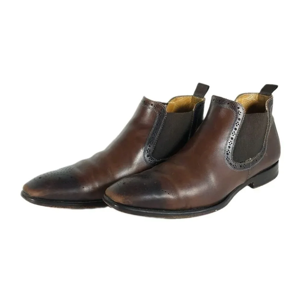 Antonio Maurizi Men's US7 EU40 Brown Burnished Leather Chelsea Ankle boots