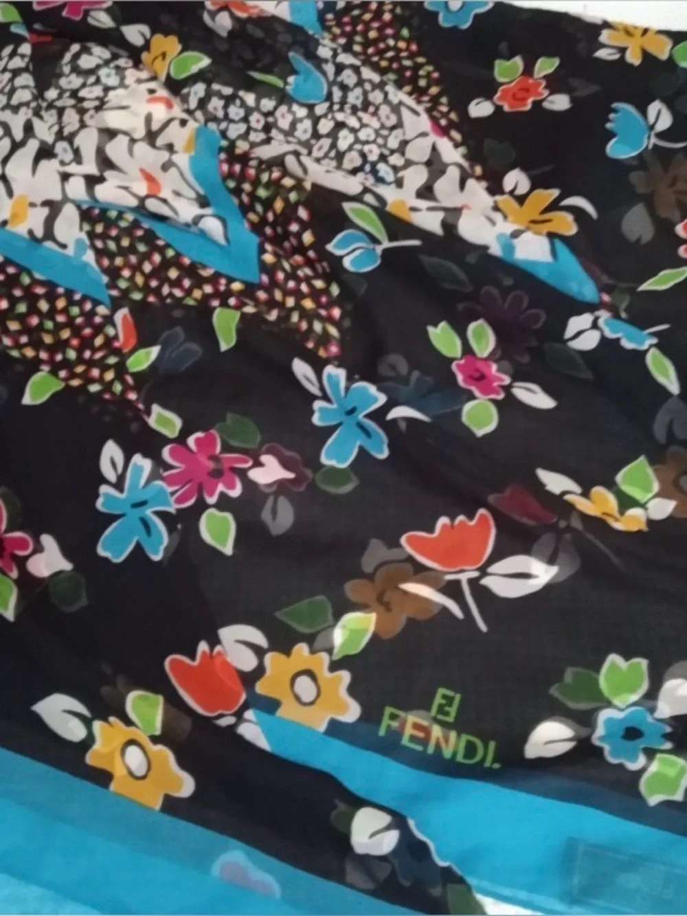 Rare Fendi Floral Silk Scarf / Stole