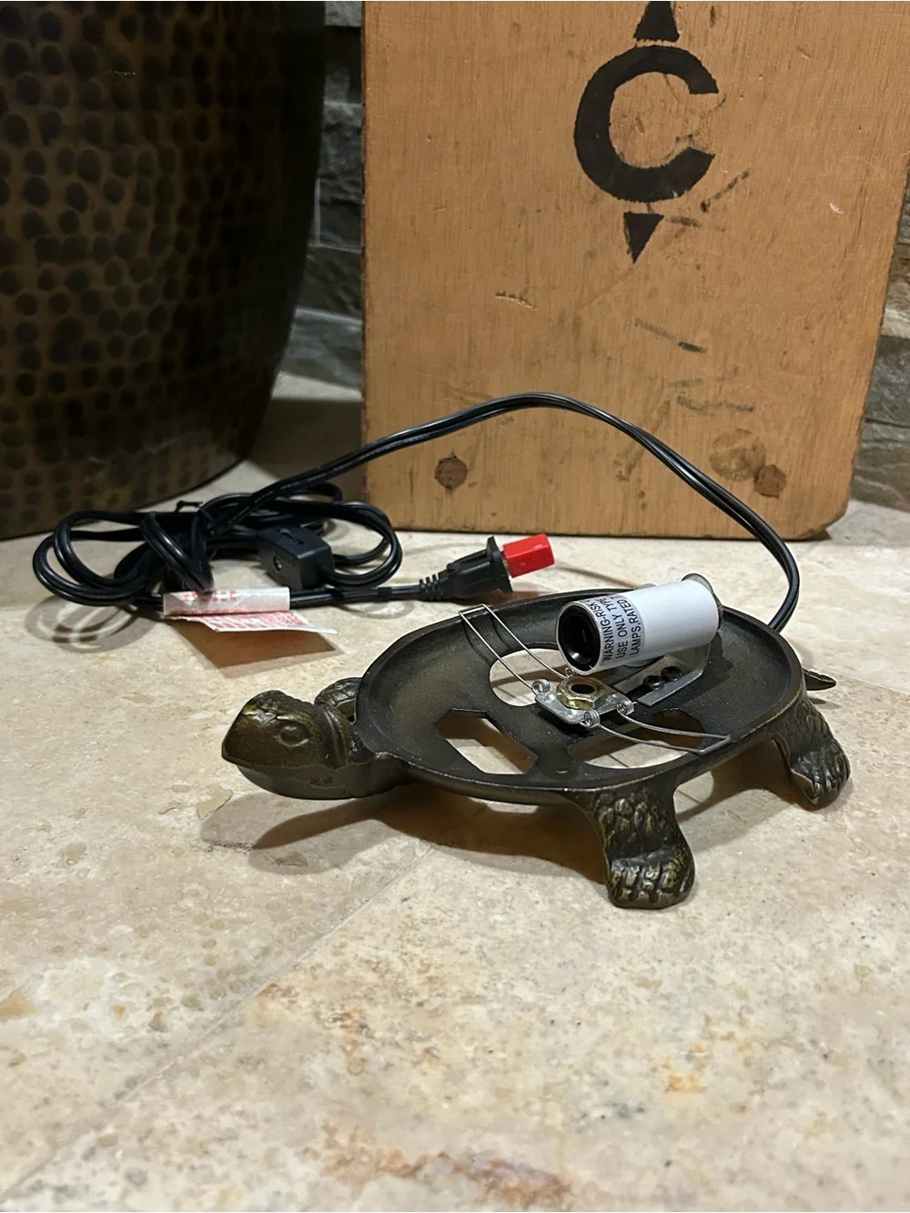 Vintage Tortoise Turtle Lamp Bronze metal BASE ONLY
