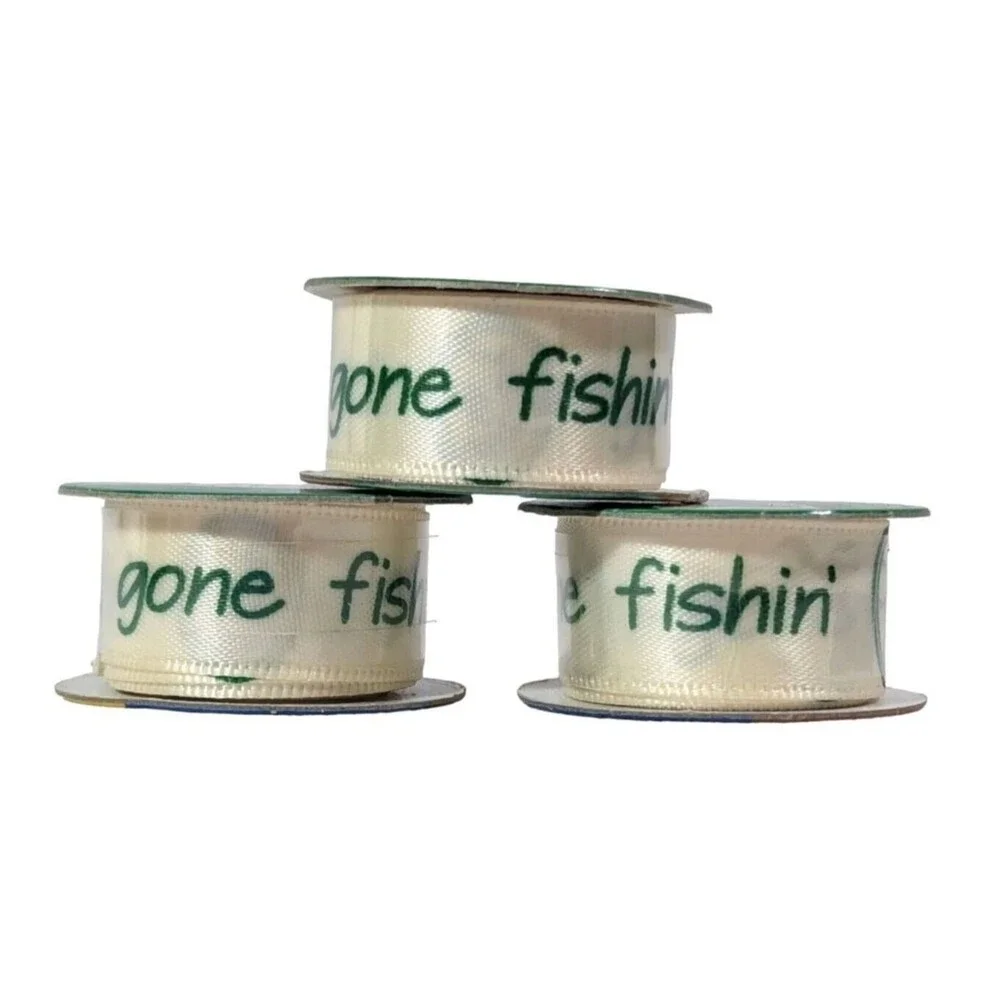 Seasons Bobbin Ribbon Gone Fishin' Craft Scrapbook Fishing Card Making 3-pc NEW