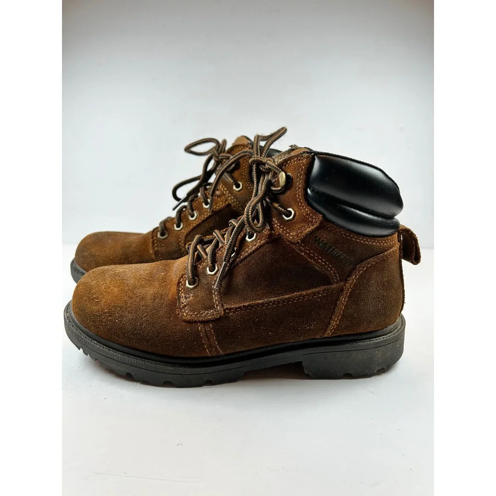 Brahma Mens Work Boots Brown‎ Suede Leather Lace Up Oil Resistant Size 7W
