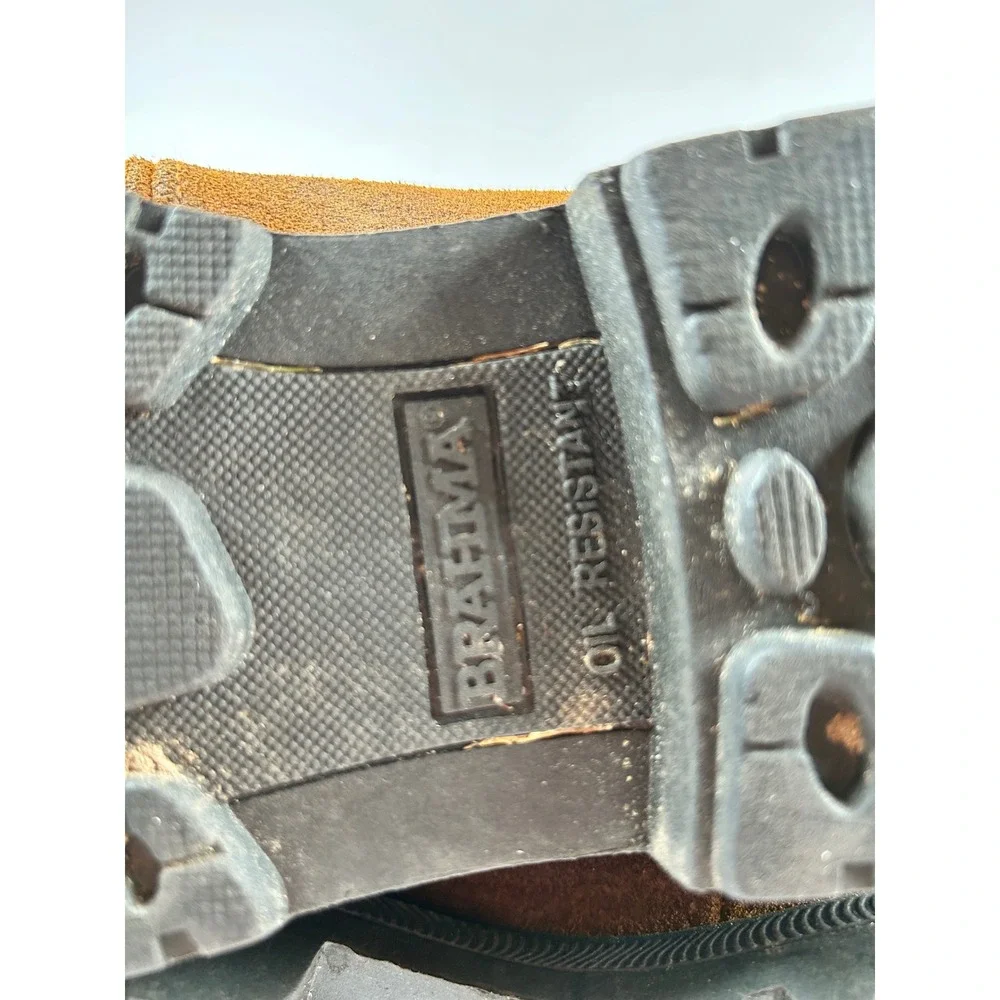 Brahma Mens Work Boots Brown‎ Suede Leather Lace Up Oil Resistant Size 7W