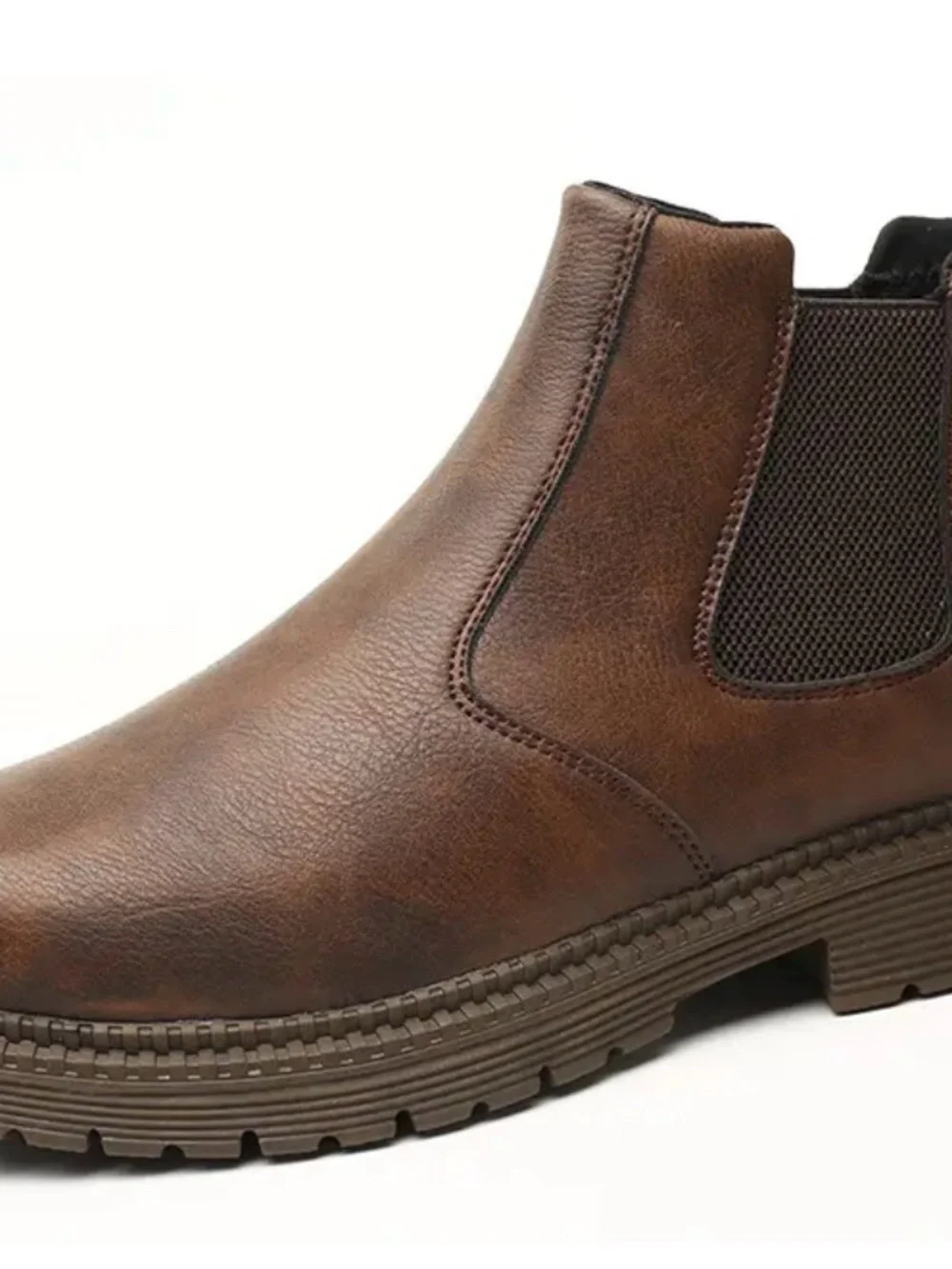 CFFHS Safety Boots Mens Brown Slip On Steel Toe Size Cn42 US 8 Synthetic Leather