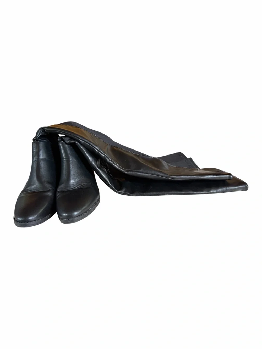 French Connection Black Over-the-Knee Stretch & Leather-Look Boots