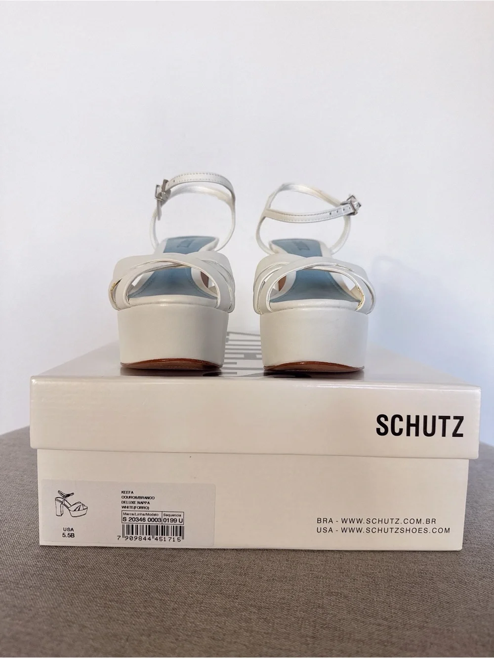 Schutz Keefa Nappa Leather Sandal - Deluxe White Nappa Leather 5.5B