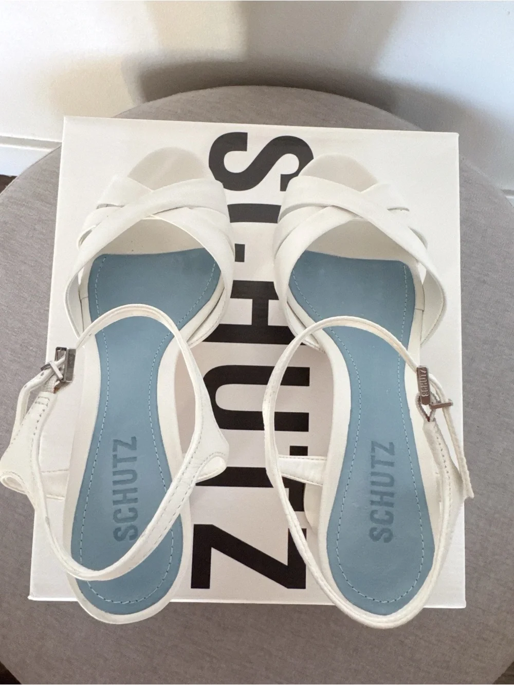 Schutz Keefa Nappa Leather Sandal - Deluxe White Nappa Leather 5.5B