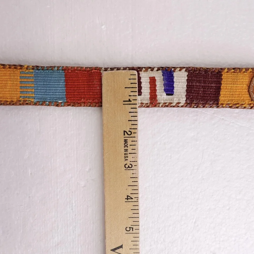 Vintage Woven Leather Belt Mens 32 Southwestern Tooled Boho Western 90s