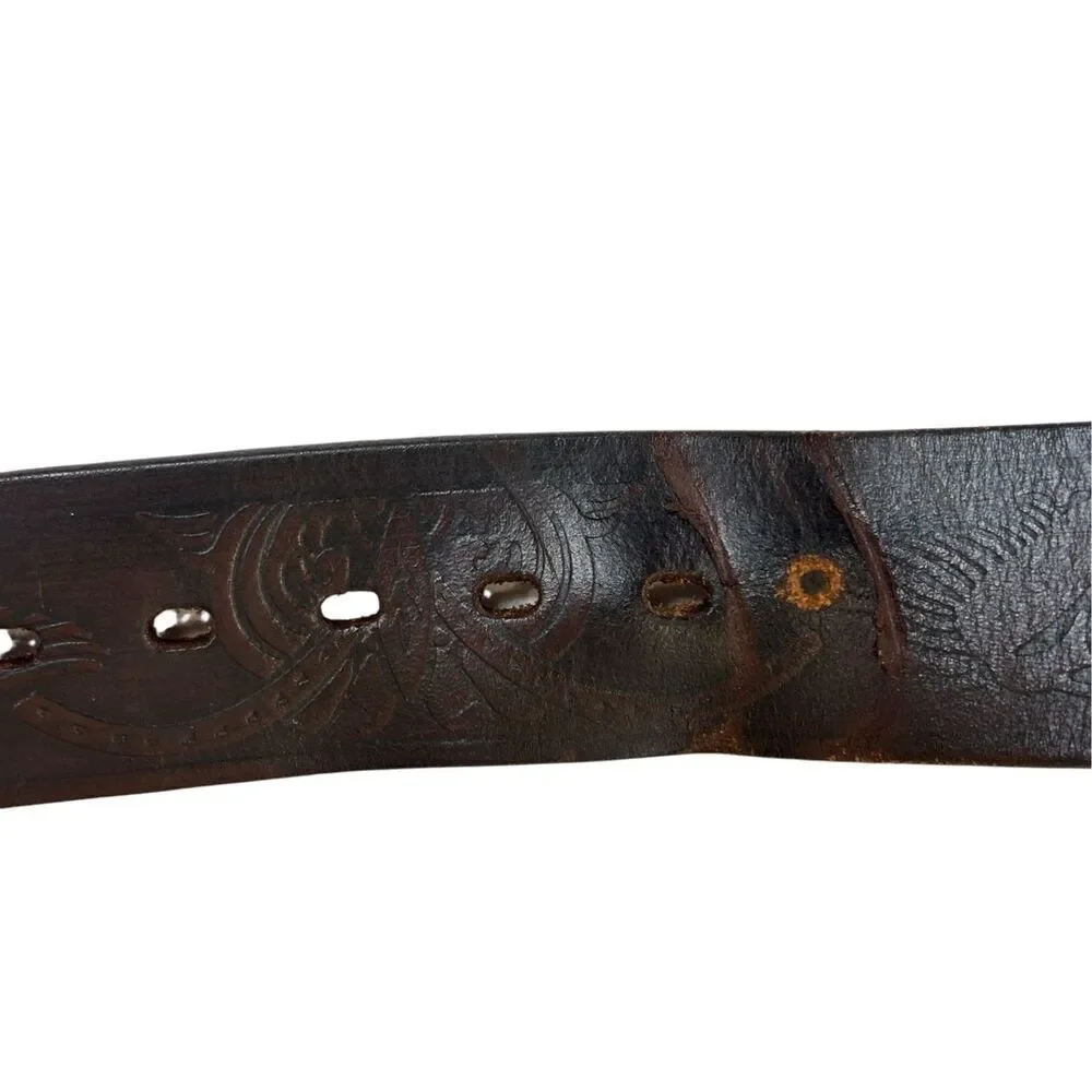 Embossed Leather Belt Brown & Gold Wrangler