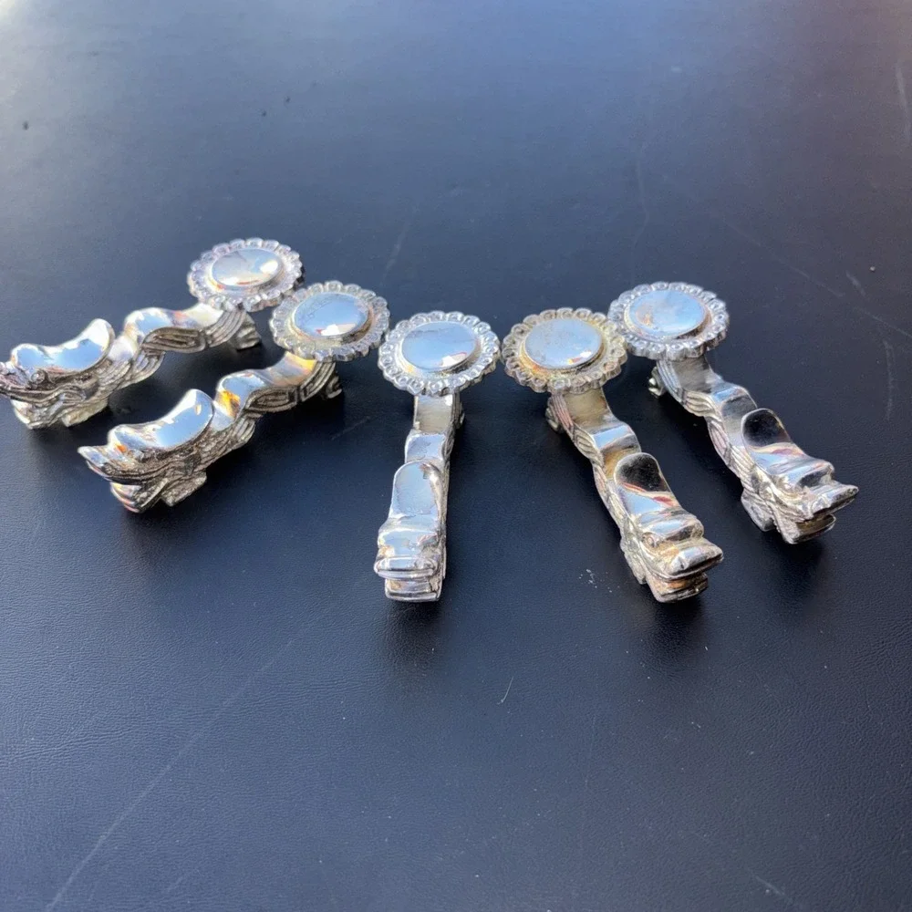 Vintage Chinese Dragon Set of 5 Silver Plated‎ Spoon Holders Rest