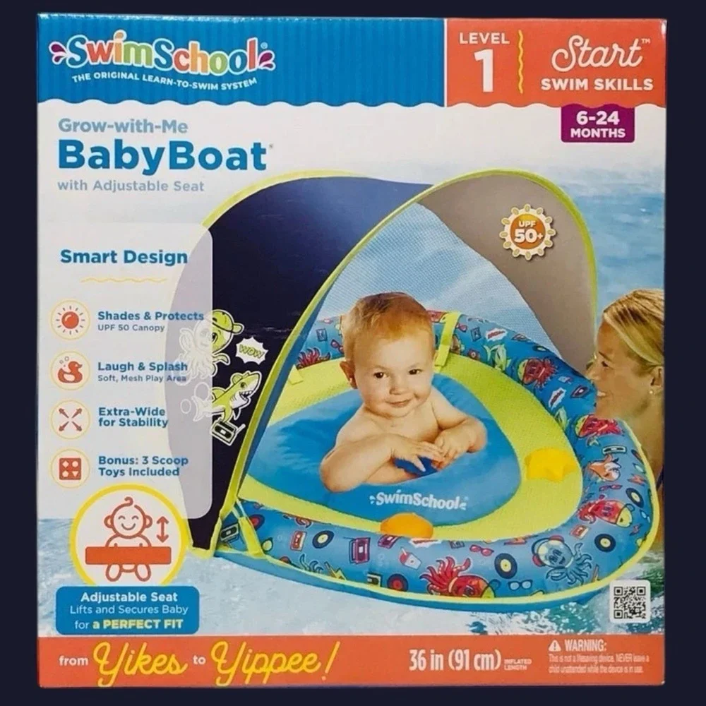 New SwimSchool Grow-with-Me BabyBoat with Adjustable Seat Level 1 (6-24‎ Months)