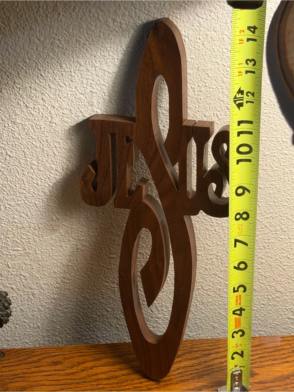 Wood Jesus Cross Wall Hanging Script Cutout Rustic Faith Decor 14