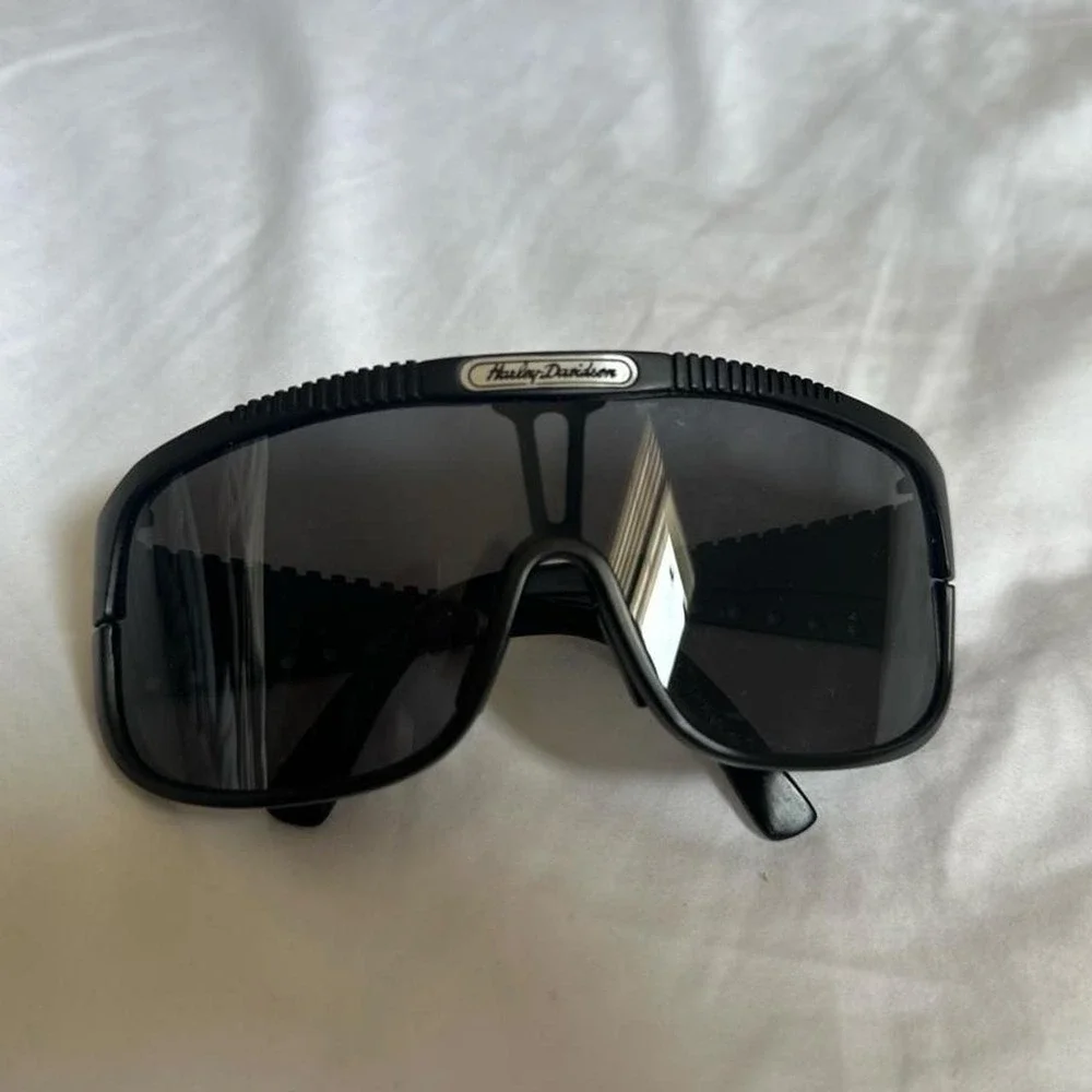 Vintage 80s 90s Harley Davidson Motorcycle Shield Riding Oversized Sunglasses